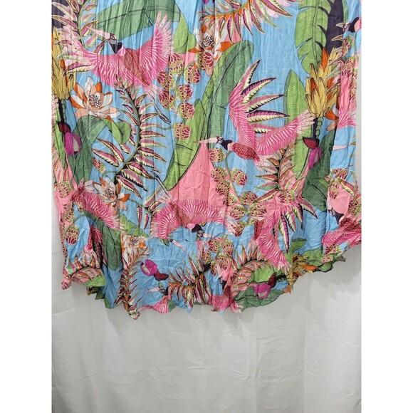 Rachel Roy Multicolor Floral Maxi Skirt Smocked Waist Hi Low Tropical Sz XS - Picture 7 of 10